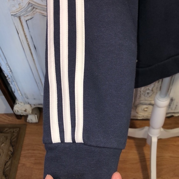 Adidas Navy Blue Pullover Hoodie Sweatshirt - Picture 3 of 6
